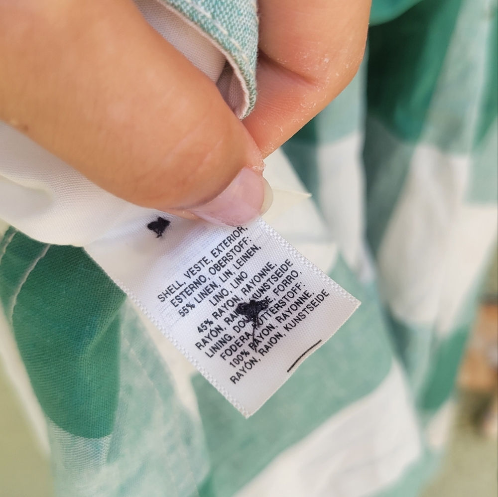 Anthropologie Maeve Greta Gingham Dress Green Cream - Picture 6 of 6